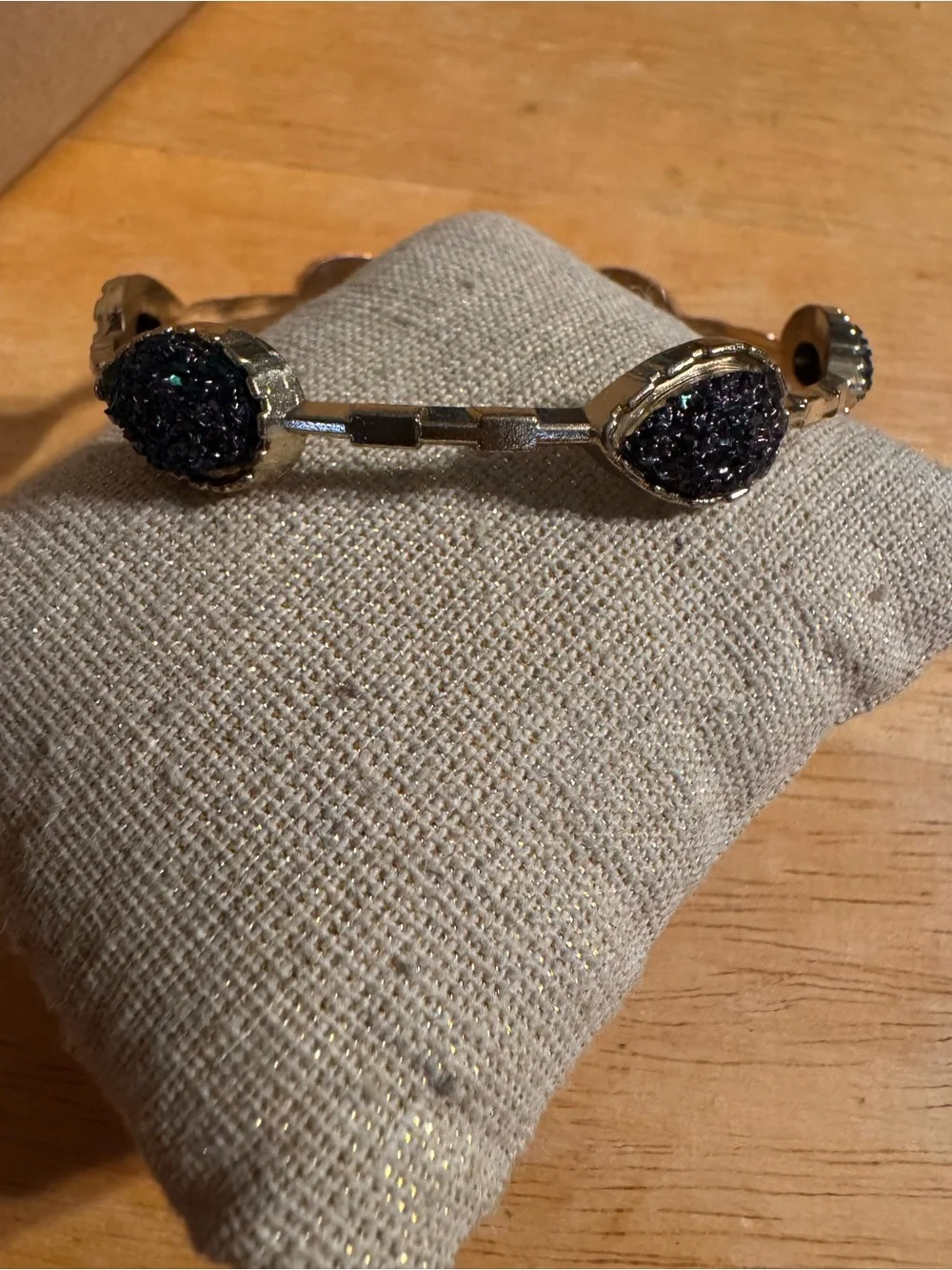 Gold Tone Faux Druzy Bangle Bracelet